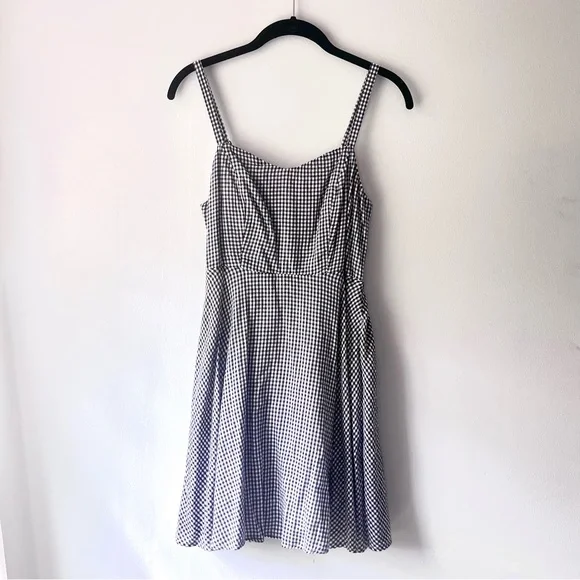 Old Navy | Dresses | Old Navy Gingham Fit And Flare Dress Navy | Poshmark